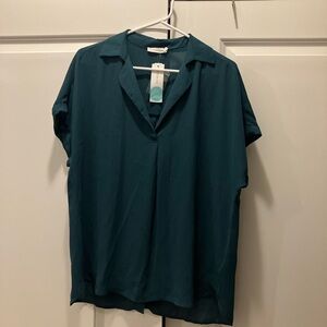 NWT Lush dark green button-back blouse. Never worn!